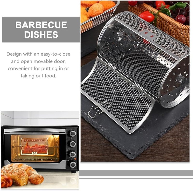 Grilldent Rotatable Grilled Cage Air Fryer Oven Basket,360 Degree Heating Rotating Cages Rotisserie Basket for Baking Nuts, Coffee Beans, Peanut or BBQ Roaster Tool, Food Grade Stainless Steel (140mm*230mm) - Image 3